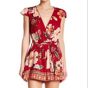 Angie Red Floral V-Neck Romper